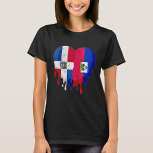 Dominicaanse Republiek Haïti Vlag Hart Burger Patr T-shirt