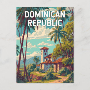 Dominicaanse Republiek Illustratie Reis Kunst Vint Briefkaart