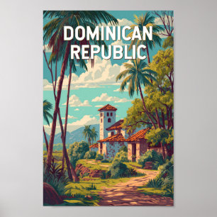 Dominicaanse Republiek Illustratie Reis Kunst Vint Poster