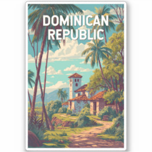 Dominicaanse Republiek Illustratie Reis Kunst Vint Sticker