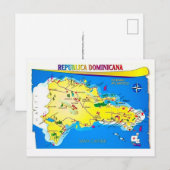 Dominicaanse Republiek Kaart Ansichtkaart (Voorkant / Achterkant)