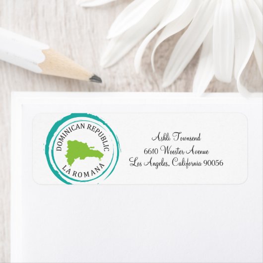 Dominicaanse Republiek Kaart en past Jouw tekst aa Etiket (Insitu)