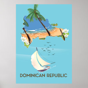 Dominicaanse Republiek kaart Jacht reisposter Poster