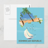 Dominicaanse Republiek kaart Zeilboot reisposter (Voorkant / Achterkant)