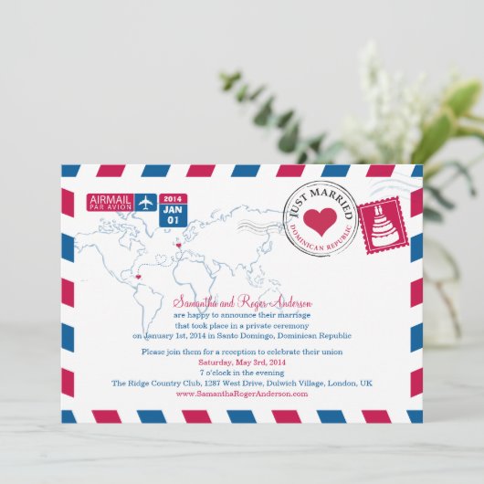 Dominicaanse Republiek Luchtpost Huwelijk na de br Kaart (Staand voorkant)