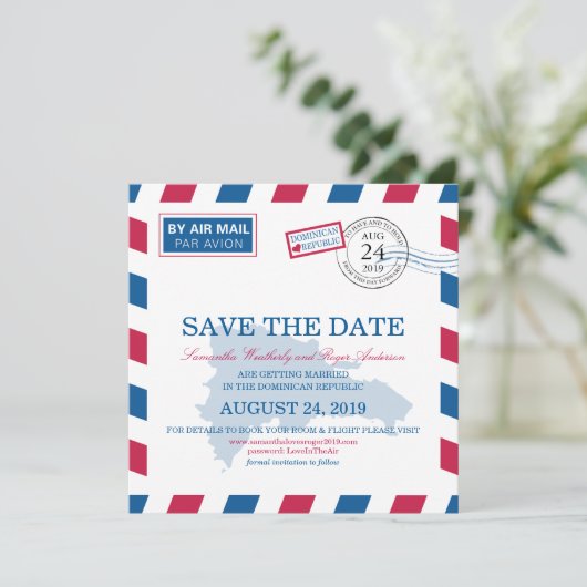 Dominicaanse Republiek Luchtpost Huwelijk Save The Kaart (Staand voorkant)