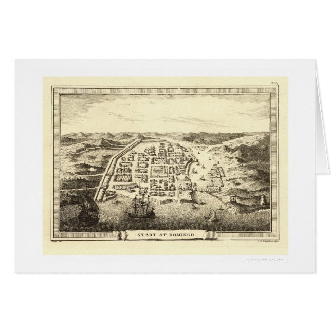 Dominicaanse Republiek Map door C.F. Fritzsch 1755 (Voorkant Horizontaal)