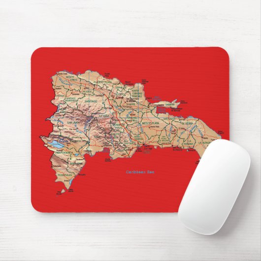 Dominicaanse Republiek Map Mousepad Muismat (Met muis)
