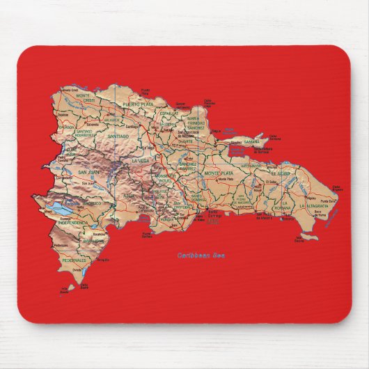 Dominicaanse Republiek Map Mousepad Muismat (Voorkant)