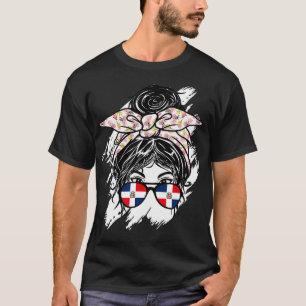 Dominicaanse Republiek Messy Bun Bandana Dominican T-shirt