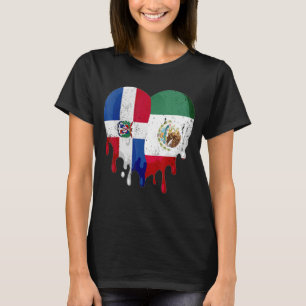 Dominicaanse Republiek Mexico Vlag Hart Burger Pat T-shirt