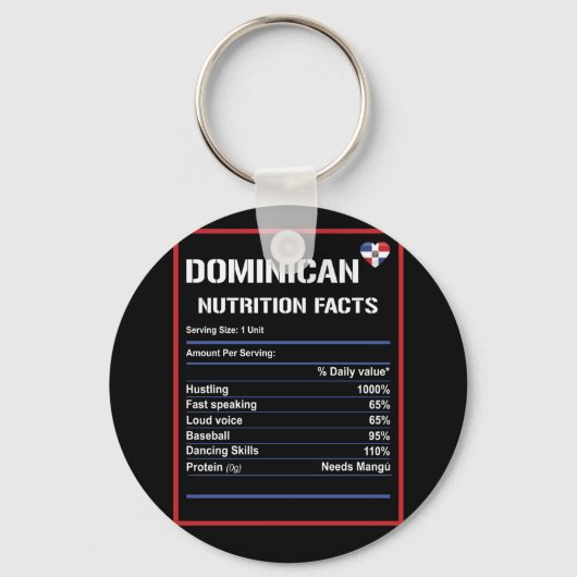 Dominicaanse Republiek Nutrition Facts Sleutelhanger (Voorkant)