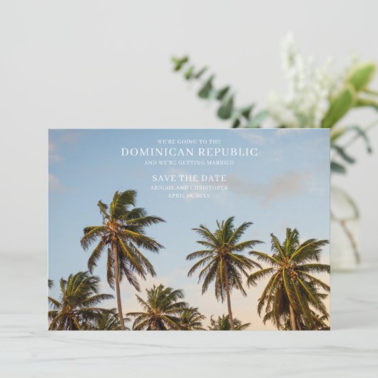 Dominicaanse Republiek Palm Tree Beach Save the Da Aankondiging (Staand voorkant)