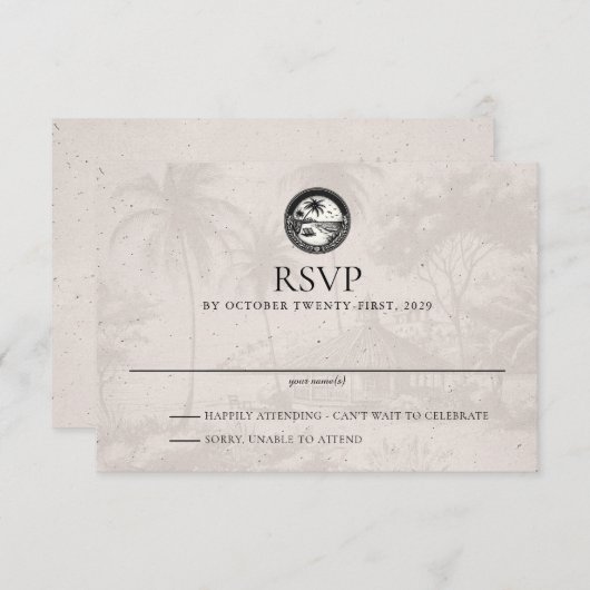 Dominicaanse Republiek Paspoort bruiloft RSVP Kaar (Voorkant / Achterkant)