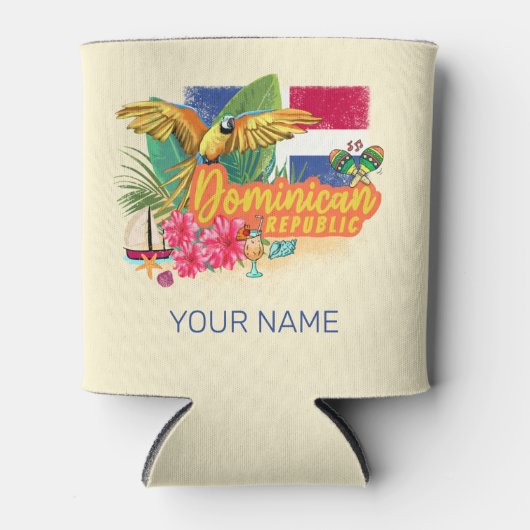 Dominicaanse Republiek Retro Caribbean Parrot Blikjeskoeler (Voorkant)