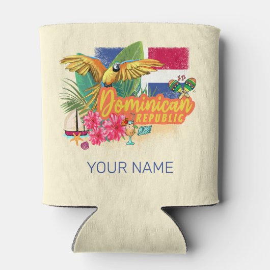 Dominicaanse Republiek Retro Caribbean Parrot Blikjeskoeler (Achterkant)