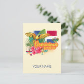Dominicaanse Republiek Retro Caribbean Parrot Feestdagenkaart (Staand voorkant)