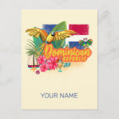 Dominicaanse Republiek Retro Caribbean Parrot Feestdagenkaart (Voorkant)