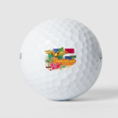 Dominicaanse Republiek Retro Caribbean Parrot Golfballen (Voorkant)