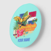 Dominicaanse Republiek Retro Caribbean Parrot Grote Klok (Hoek)