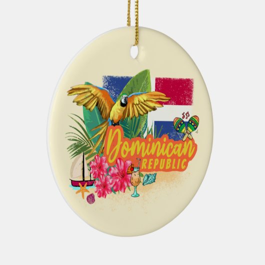 Dominicaanse Republiek Retro Caribbean Parrot Keramisch Ornament (Rechts)