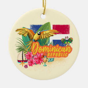 Dominicaanse Republiek Retro Caribbean Parrot Keramisch Ornament
