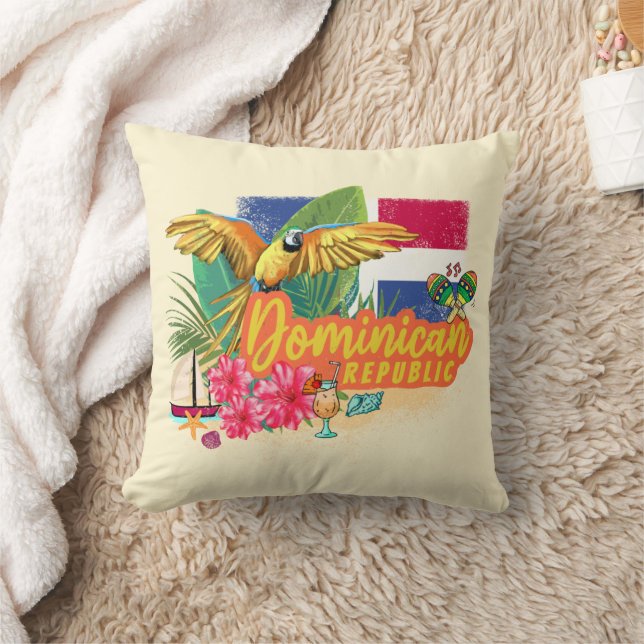 Dominicaanse Republiek Retro Caribbean Parrot Kussen (Deken)
