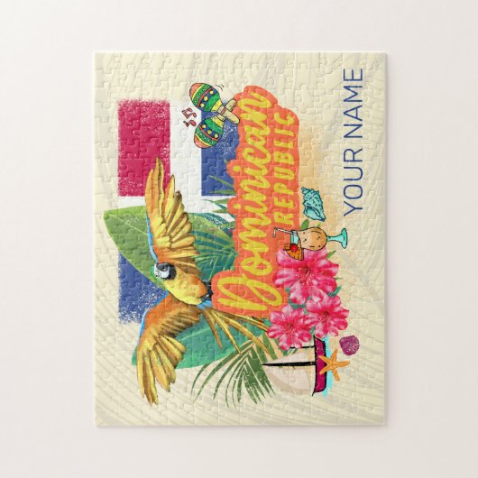 Dominicaanse Republiek Retro Caribbean Parrot Legpuzzel (Verticaal)