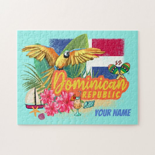 Dominicaanse Republiek Retro Caribbean Parrot Legpuzzel (Horizontaal)