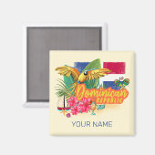 Dominicaanse Republiek Retro Caribbean Parrot Magneet (Voorkant / Achterkant)