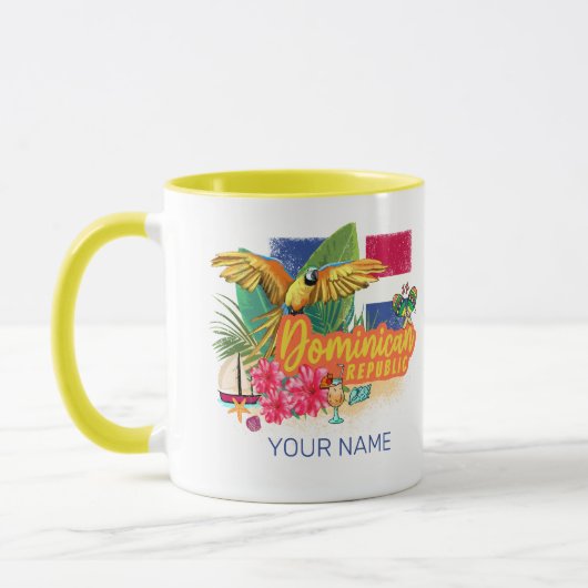 Dominicaanse Republiek Retro Caribbean Parrot Mok (Links)