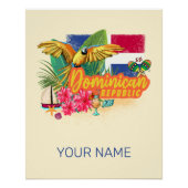 Dominicaanse Republiek Retro Caribbean Parrot Perfect Poster (Voorkant)