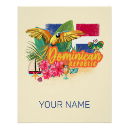 Dominicaanse Republiek Retro Caribbean Parrot Perfect Poster