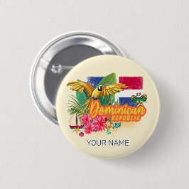 Dominicaanse Republiek Retro Caribbean Parrot Ronde Button 5,7 Cm