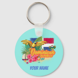 Dominicaanse Republiek Retro Caribbean Parrot Sleutelhanger