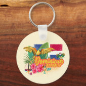 Dominicaanse Republiek Retro Caribbean Parrot Sleutelhanger (Voorkant)