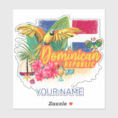 Dominicaanse Republiek Retro Caribbean Parrot Sticker (Vel)