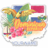 Dominicaanse Republiek Retro Caribbean Parrot Sticker (Voorkant)