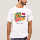 Dominicaanse Republiek Retro Caribbean Parrot T-shirt (Voorkant)