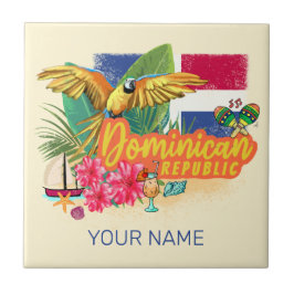 Dominicaanse Republiek Retro Caribbean Parrot Tegeltje
