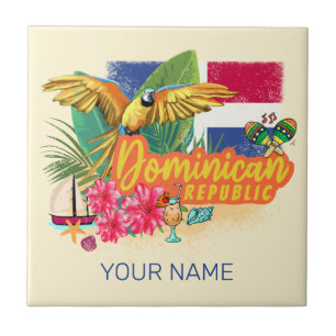 Dominicaanse Republiek Retro Caribbean Parrot Tegeltje