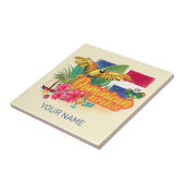 Dominicaanse Republiek Retro Caribbean Parrot Tegeltje (Zijkant)