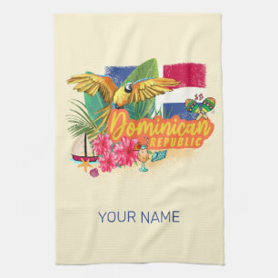 Dominicaanse Republiek Retro Caribbean Parrot Theedoek