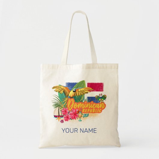 Dominicaanse Republiek Retro Caribbean Parrot Tote Bag (Voorkant)