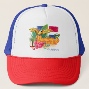 Dominicaanse Republiek Retro Caribbean Parrot Trucker Pet