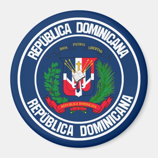 Dominicaanse Republiek Ronde Emblem Magneet (Voorkant)