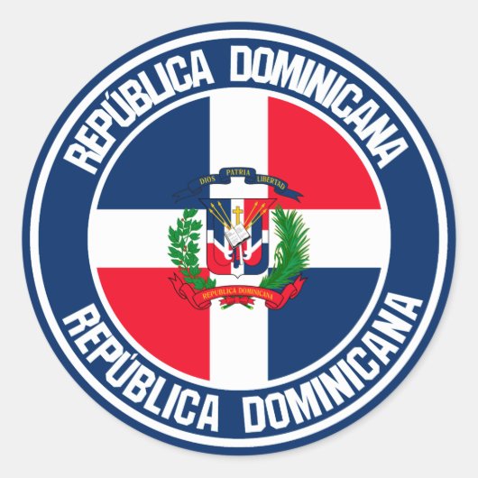 Dominicaanse Republiek Ronde Emblem Ronde Sticker (Voorkant)