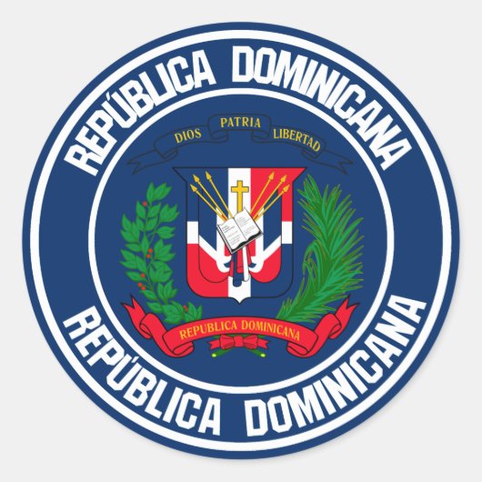 Dominicaanse Republiek Ronde Emblem Ronde Sticker (Voorkant)