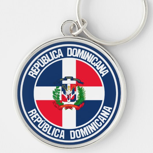Dominicaanse Republiek Ronde Emblem Sleutelhanger (Voorkant)