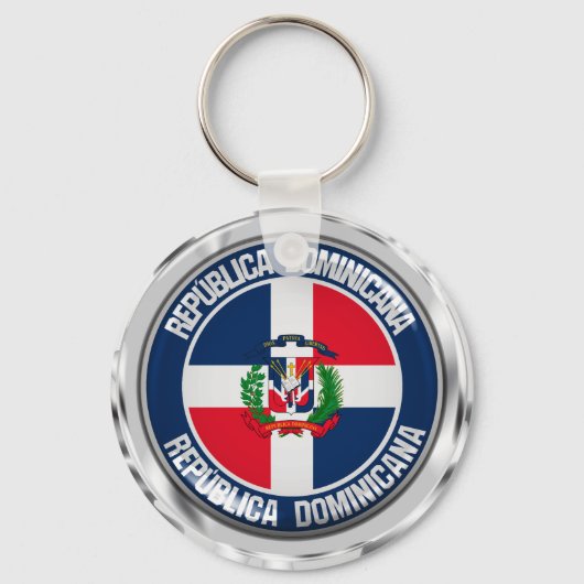 Dominicaanse Republiek Ronde Emblem Sleutelhanger (Voorkant)